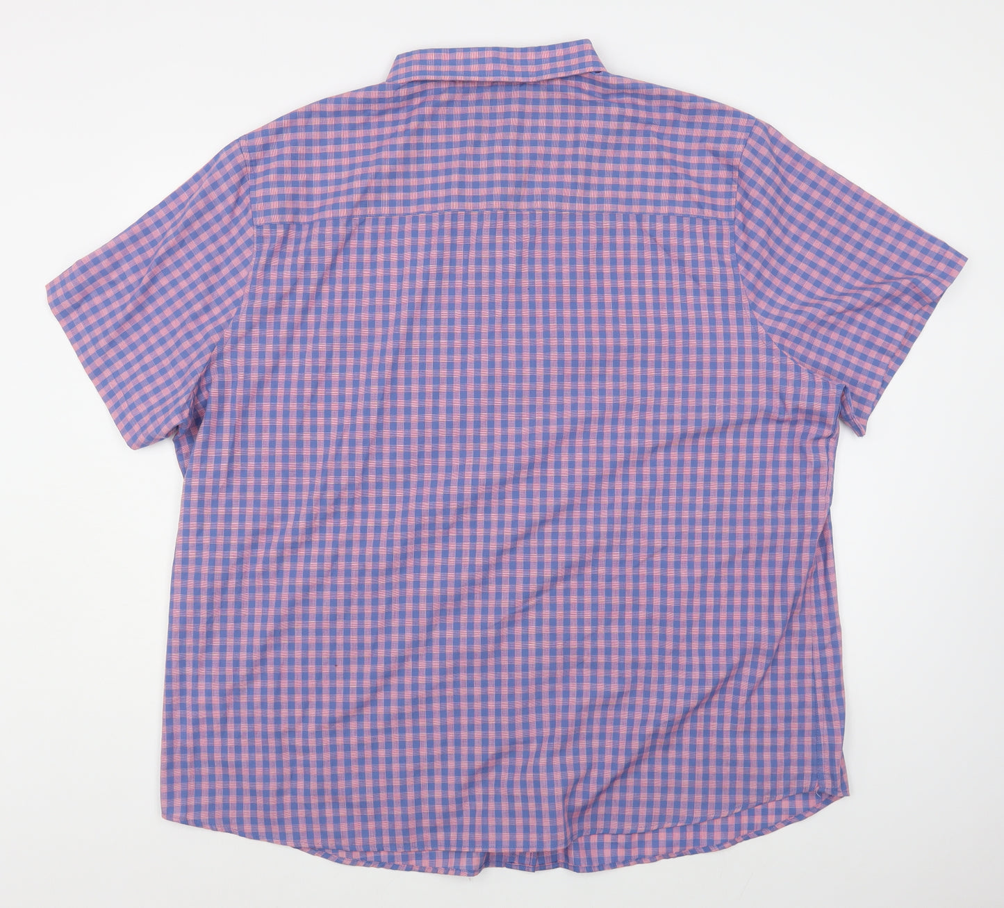 Premier Man Mens Blue Check Cotton  Button-Up Size 2XL Collared Button