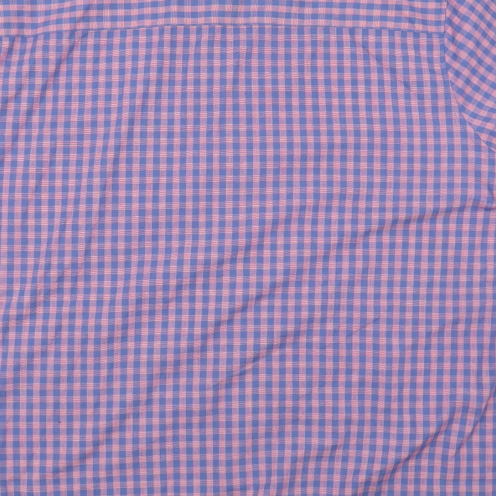 Premier Man Mens Blue Check Cotton  Button-Up Size 2XL Collared Button