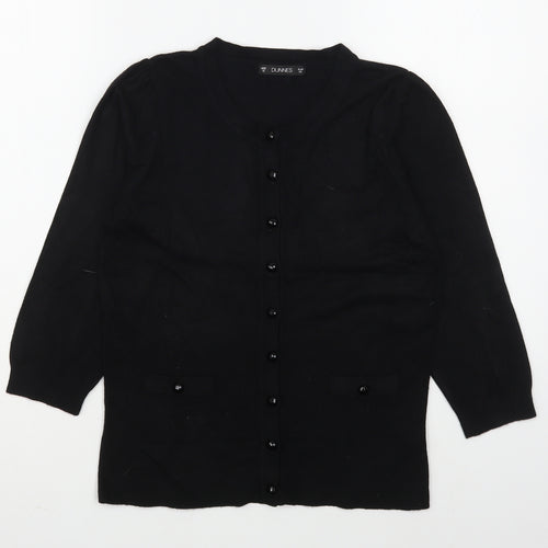 Dunnes Stores Womens Black V-Neck  Viscose Cardigan Jumper Size 8