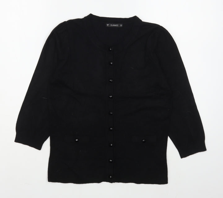 Dunnes Stores Womens Black V-Neck  Viscose Cardigan Jumper Size 8
