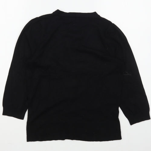 Dunnes Stores Womens Black V-Neck  Viscose Cardigan Jumper Size 8