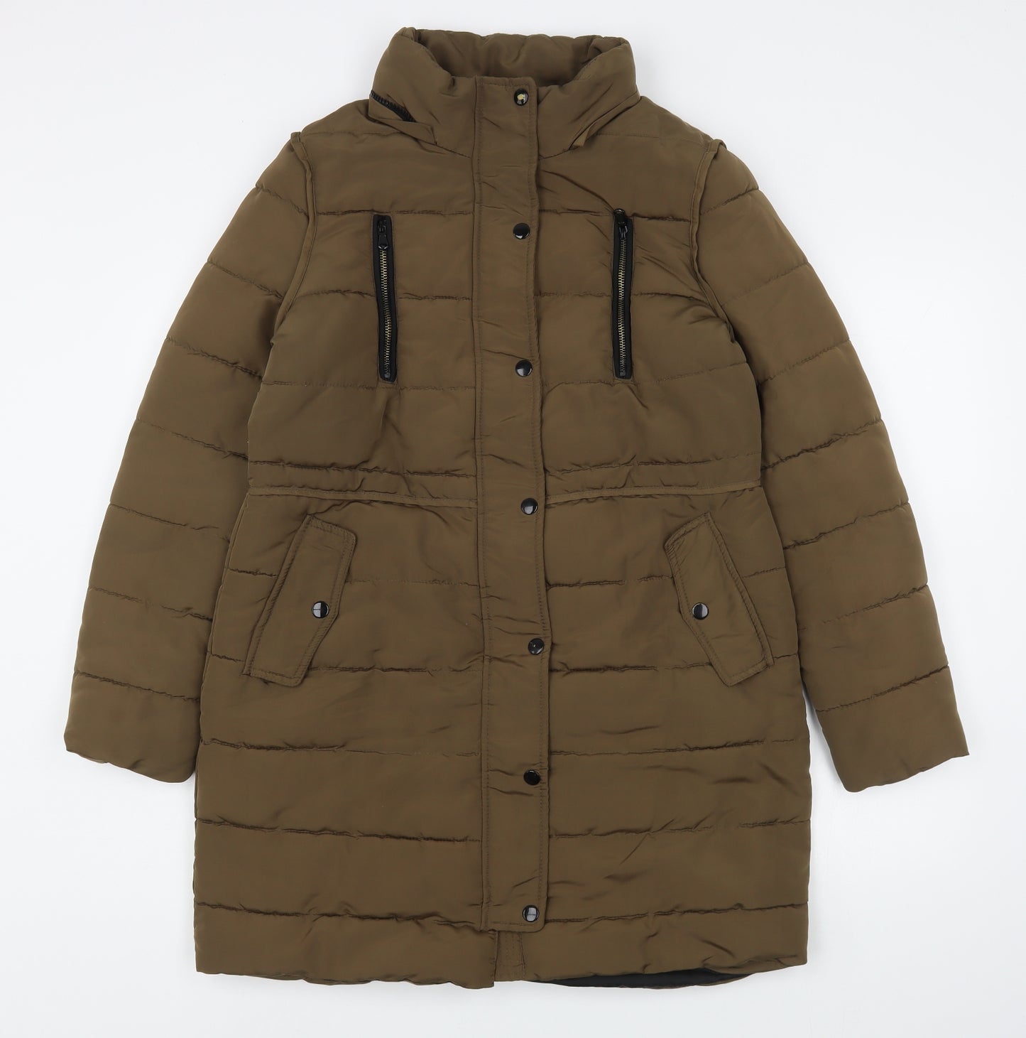 New Look Womens Brown   Quilted Coat Size 12  Zip