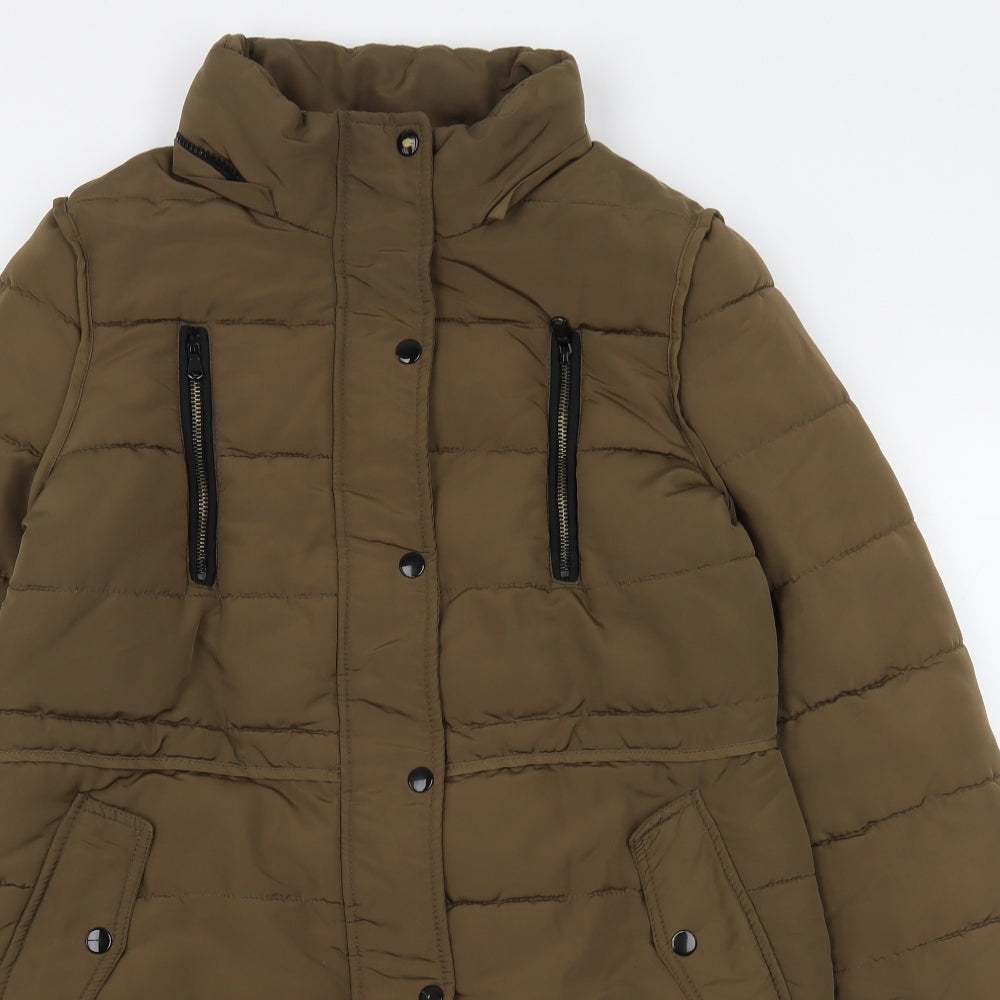 New Look Womens Brown   Quilted Coat Size 12  Zip