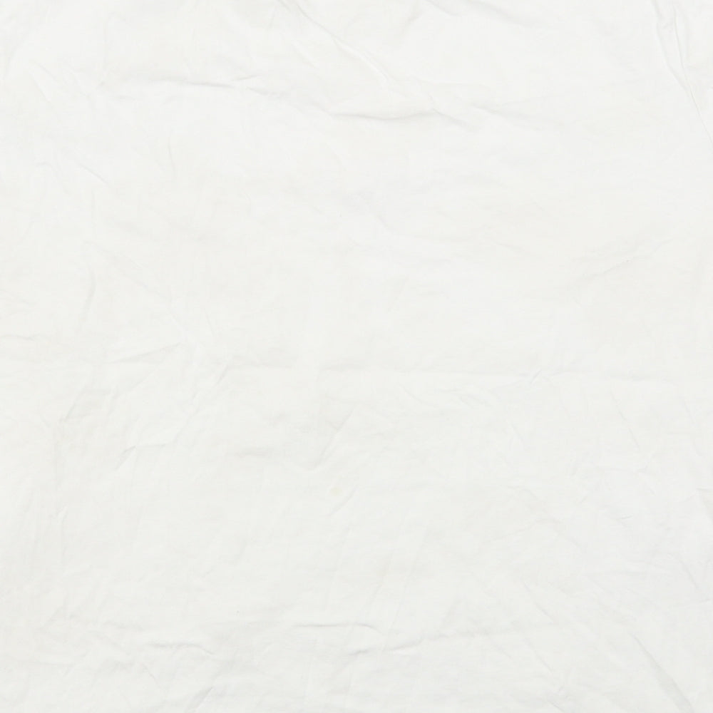 Zara Womens White  Cotton Basic T-Shirt Size L Round Neck