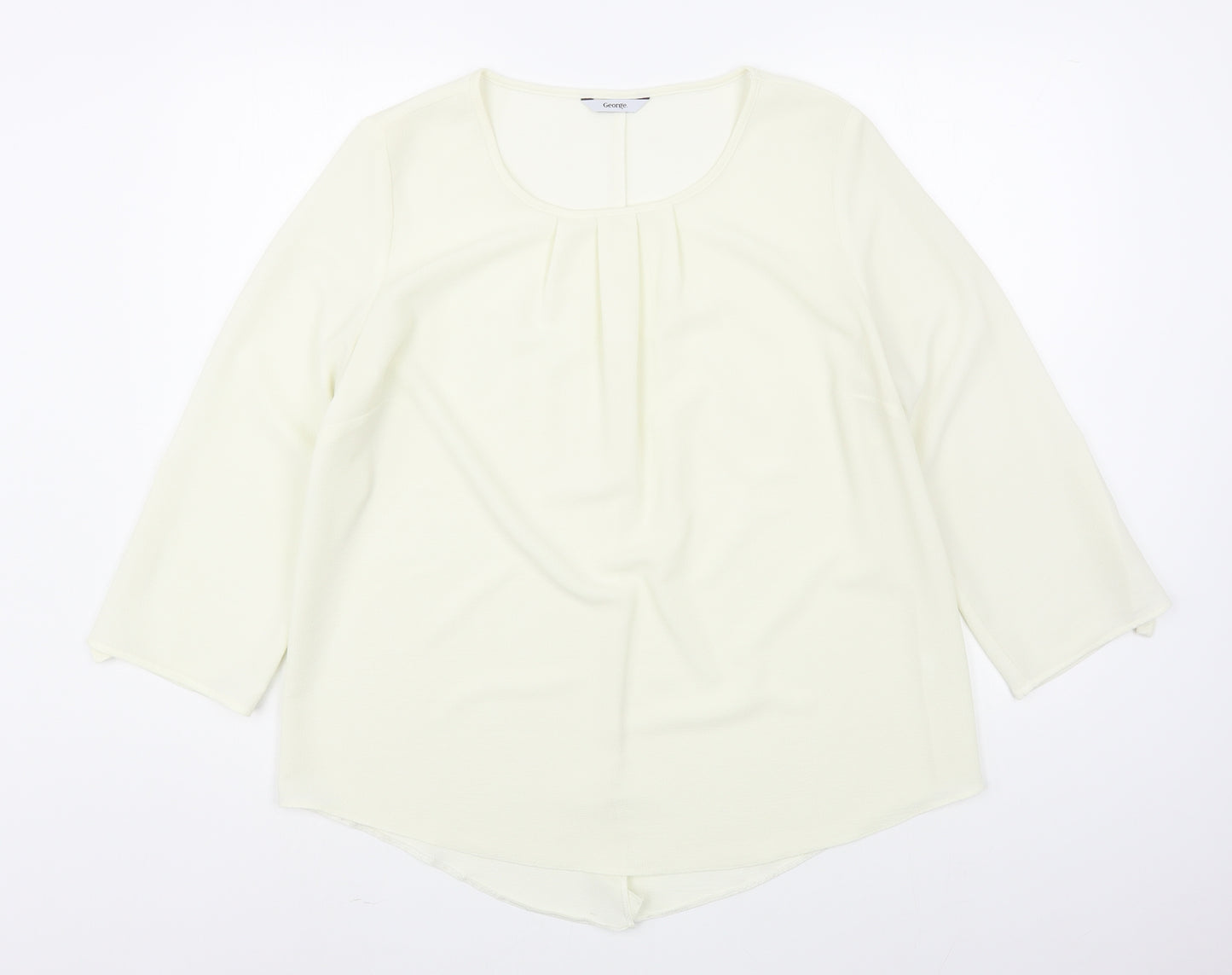 George Womens Ivory  Viscose Basic Blouse Size L Scoop Neck