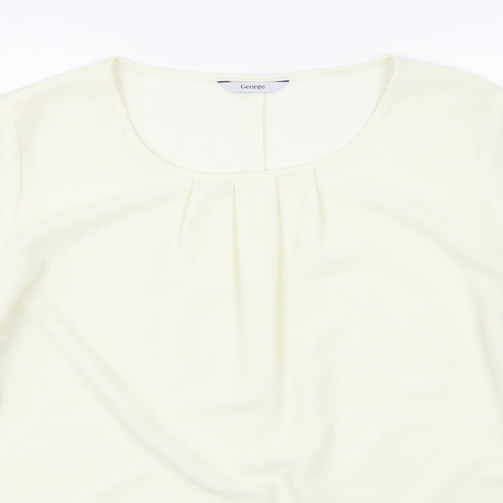 George Womens Ivory  Viscose Basic Blouse Size L Scoop Neck
