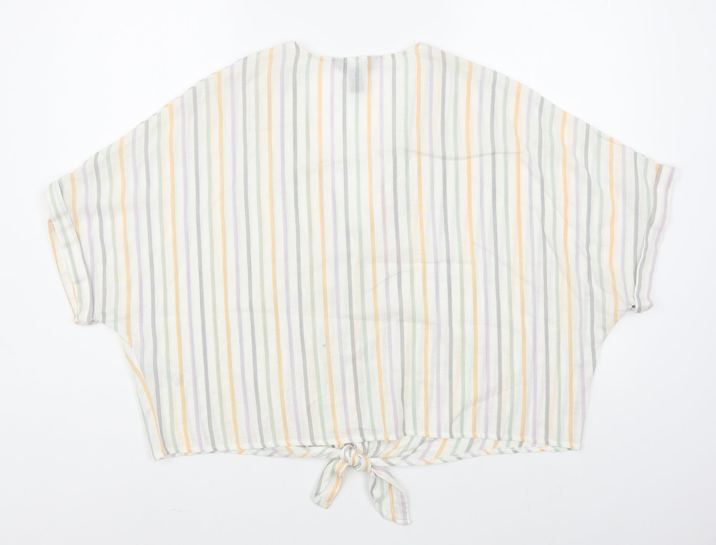 New Look Womens Multicoloured Striped Polyester Basic Blouse Size 16 V-Neck