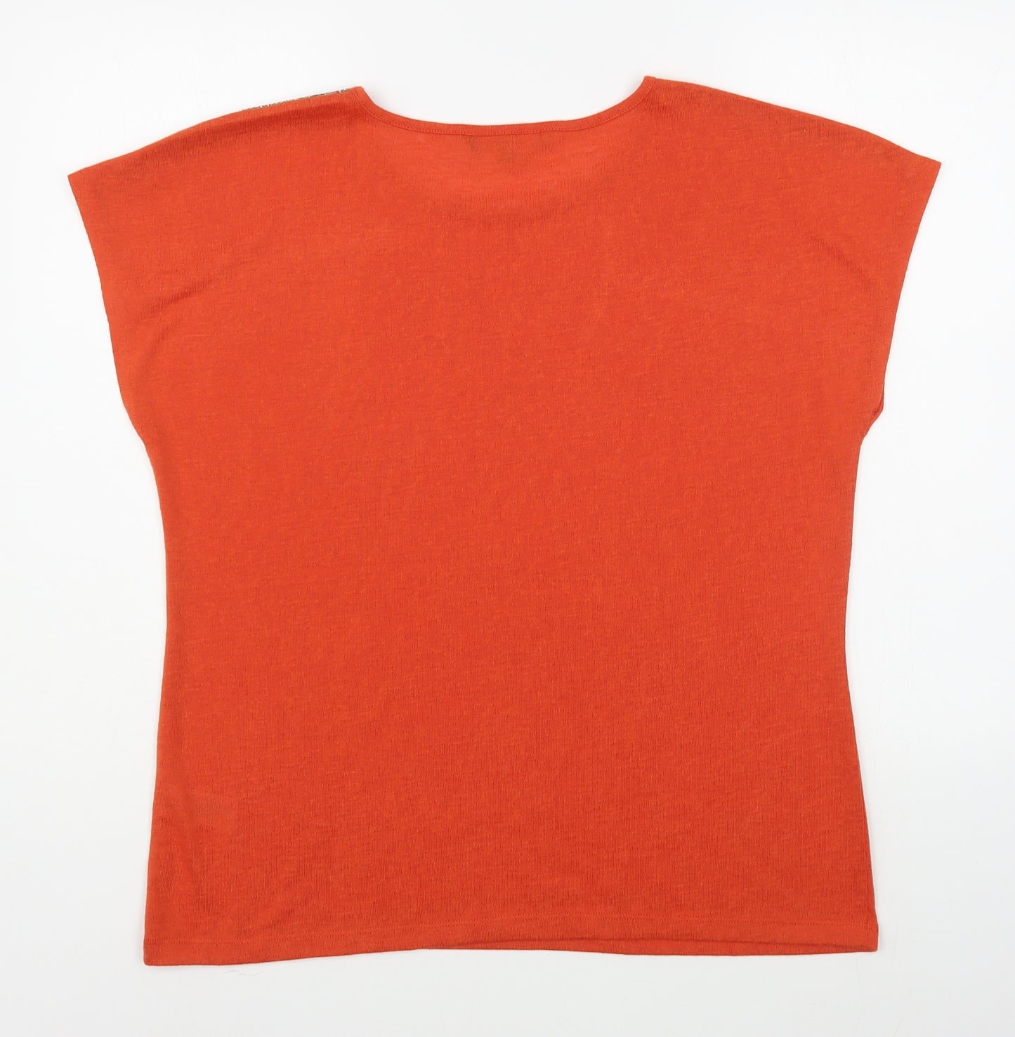 Love Tees Womens Orange  Polyester Basic T-Shirt Size 14 Boat Neck