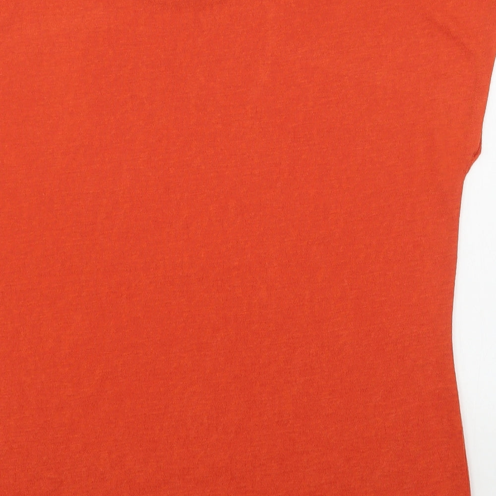 Love Tees Womens Orange  Polyester Basic T-Shirt Size 14 Boat Neck