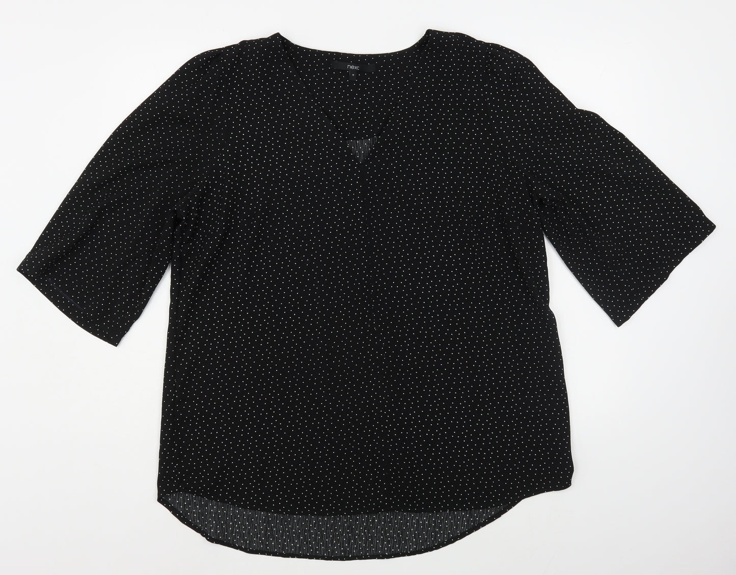 NEXT Womens Black Polka Dot Polyester Basic Blouse Size 18 V-Neck