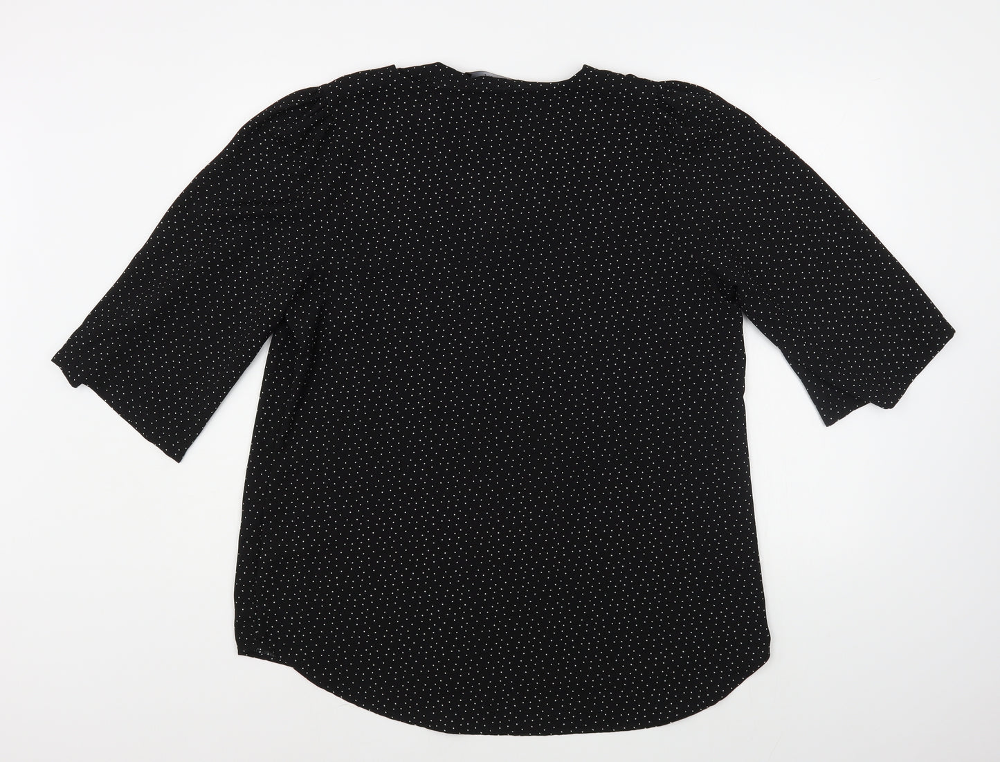 NEXT Womens Black Polka Dot Polyester Basic Blouse Size 18 V-Neck