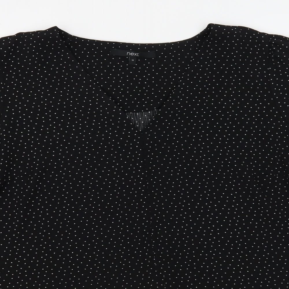 NEXT Womens Black Polka Dot Polyester Basic Blouse Size 18 V-Neck
