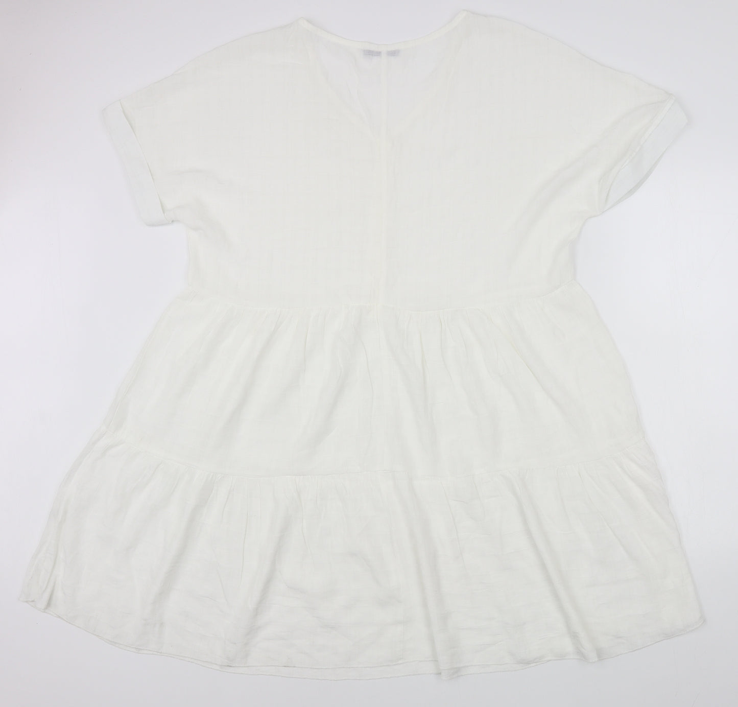 Shein Curve Womens White  Polyester Skater Dress  Size XL  V-Neck Pullover