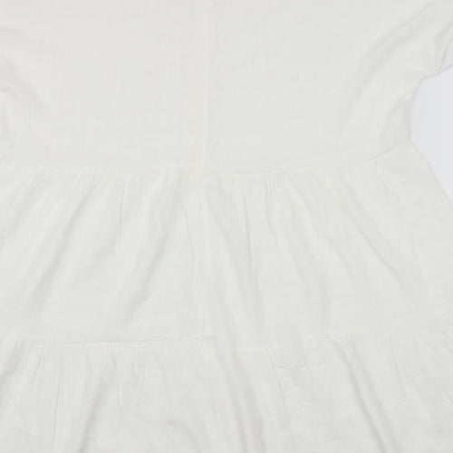 Shein Curve Womens White  Polyester Skater Dress  Size XL  V-Neck Pullover