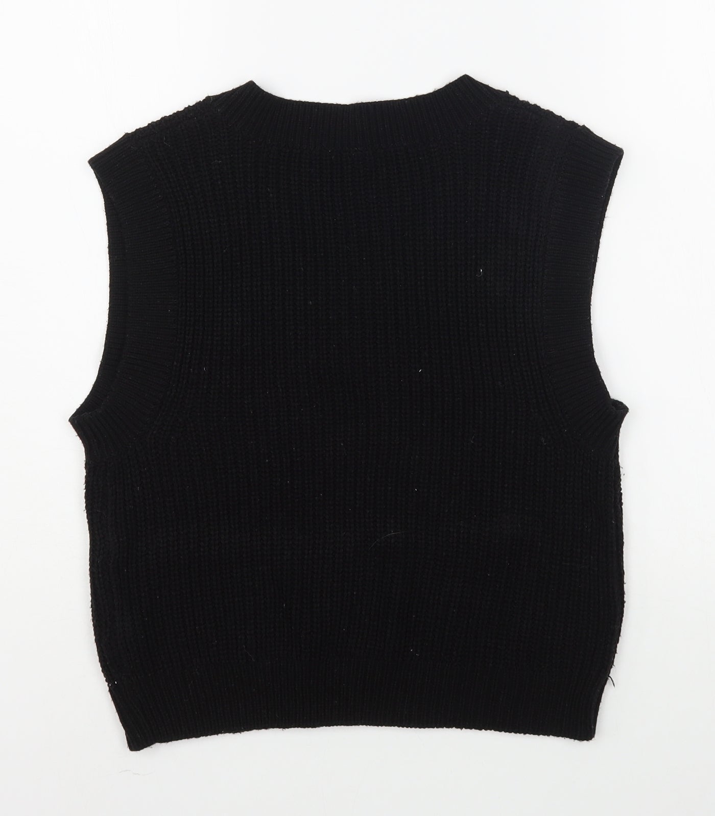 H&M Womens Black V-Neck  Acrylic Pullover Jumper Size XS