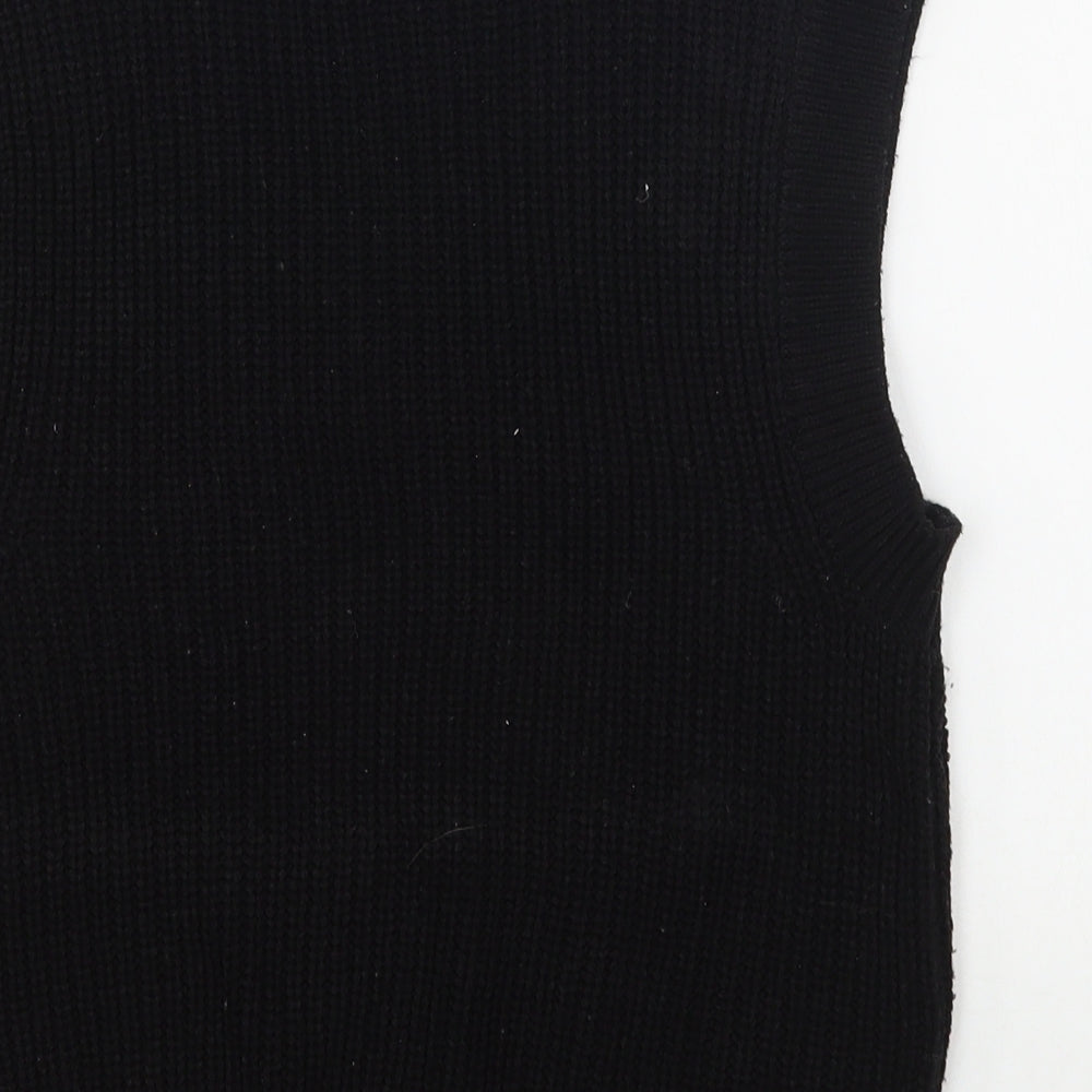 H&M Womens Black V-Neck  Acrylic Pullover Jumper Size XS