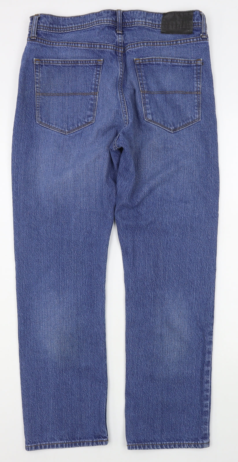 Marks and Spencer Mens Blue  Cotton Straight Jeans Size 34 in L29 in Regular Zip