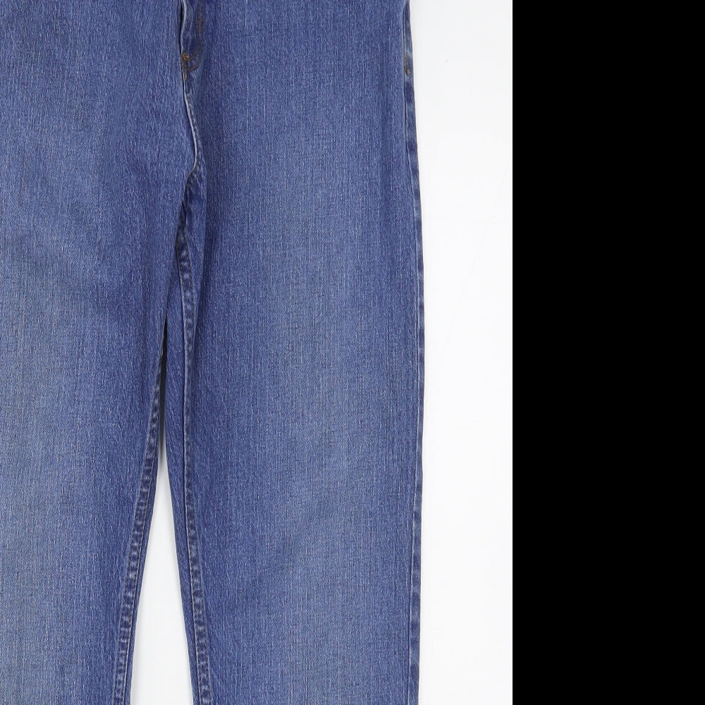 Marks and Spencer Mens Blue  Cotton Straight Jeans Size 34 in L29 in Regular Zip