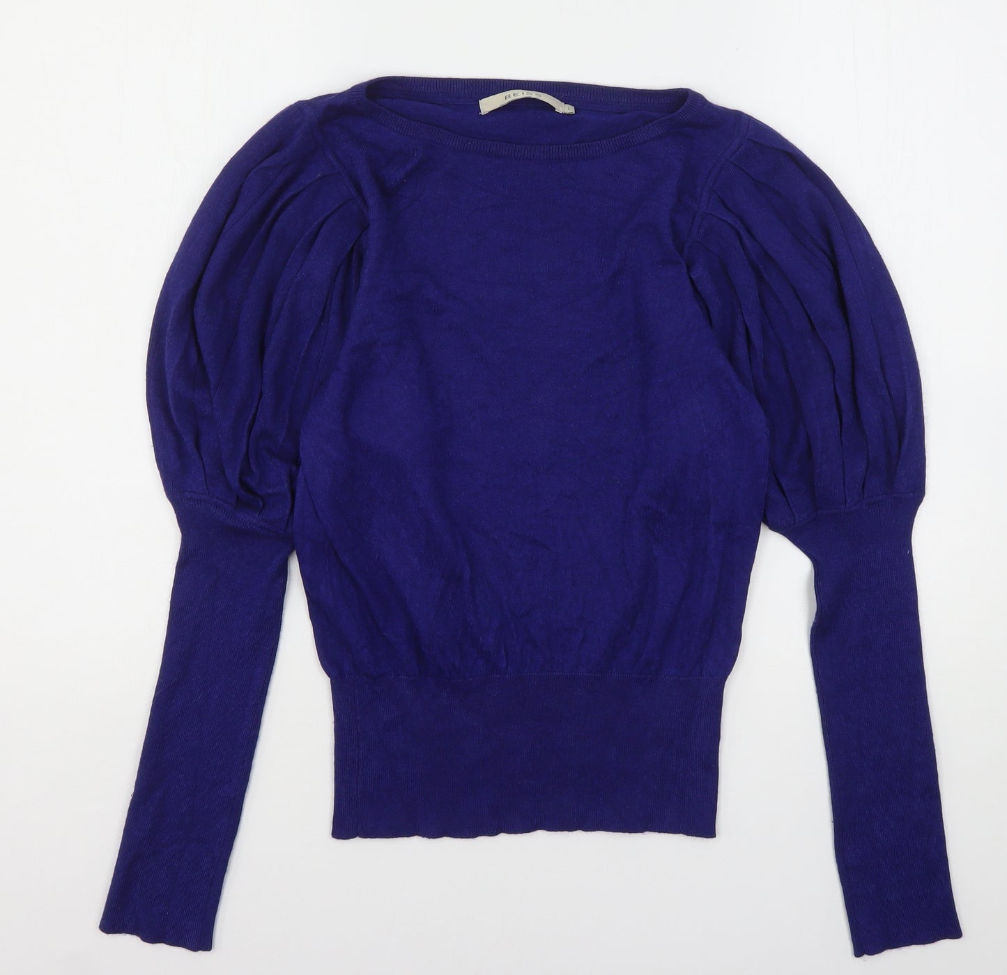 Reiss Womens Blue Round Neck  Polyester Pullover Jumper Size L