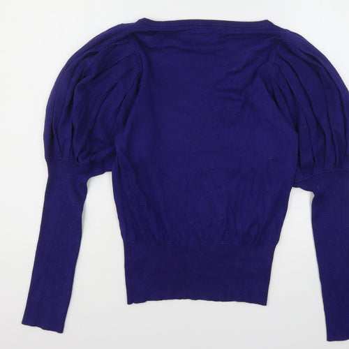 Reiss Womens Blue Round Neck  Polyester Pullover Jumper Size L