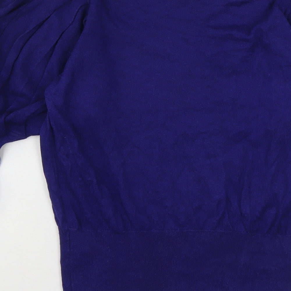 Reiss Womens Blue Round Neck  Polyester Pullover Jumper Size L