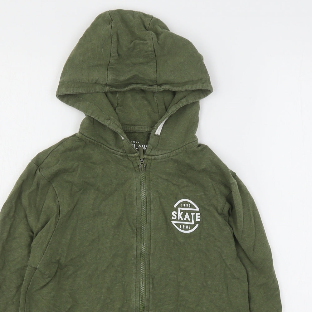 Urban Outlaws Boys Green  Cotton Full Zip Hoodie Size 11-12 Years