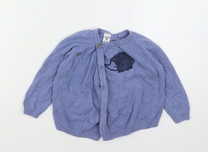 TU Boys Blue Cotton Cardigan Jumper Size 6-9 Months