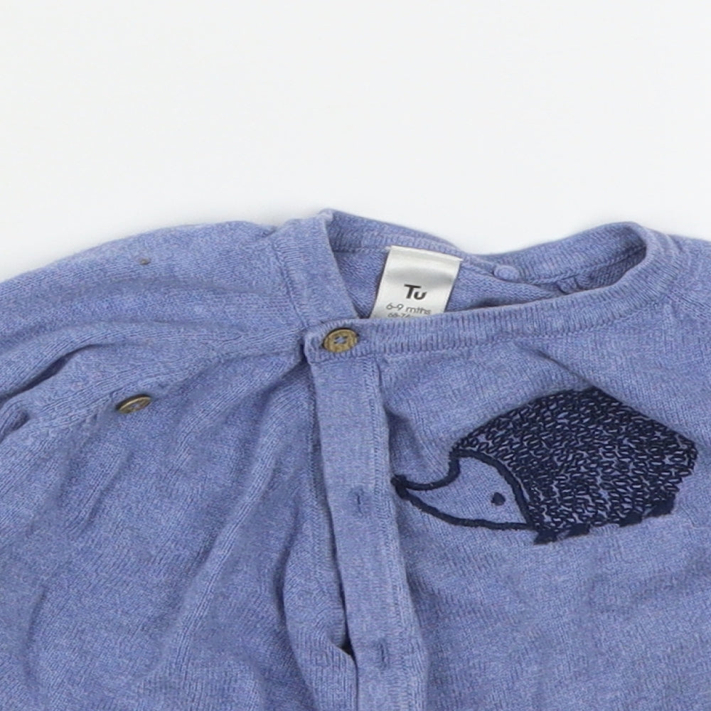 TU Boys Blue  Cotton Cardigan Jumper Size 6-9 Months