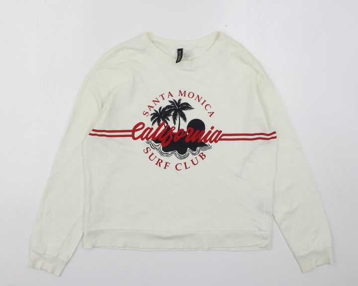 H&M Womens Ivory Cotton Pullover Sweatshirt Size S