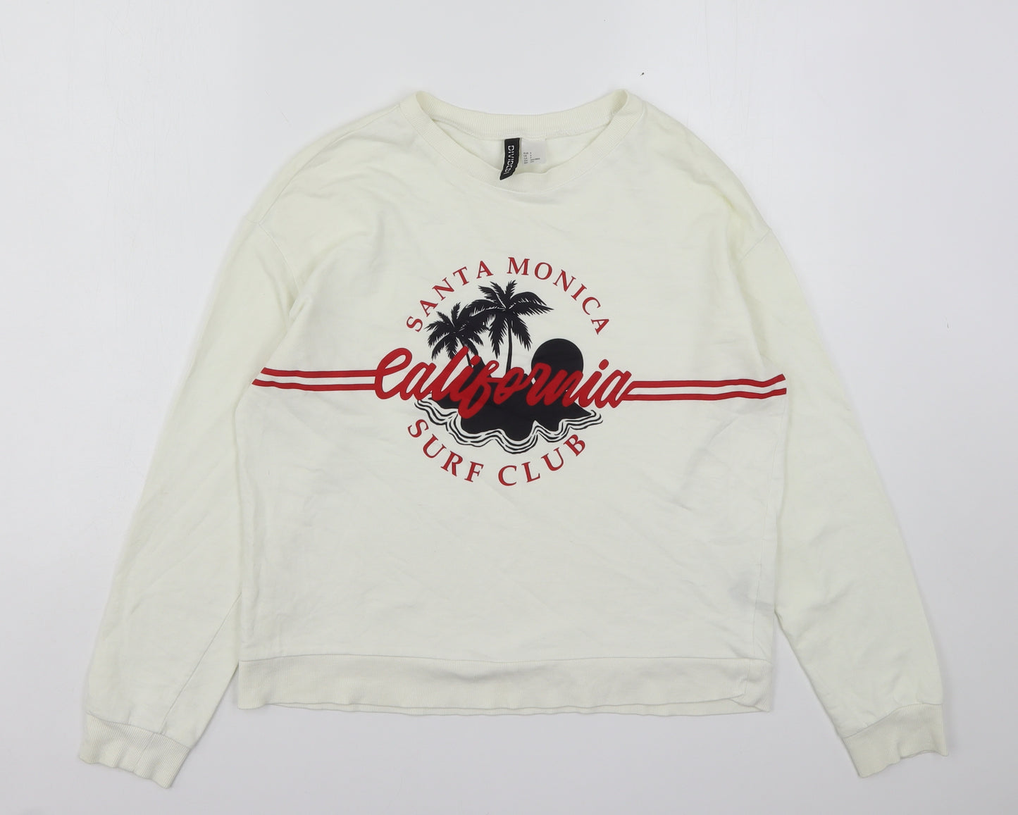 H&M Womens Ivory  Cotton Pullover Sweatshirt Size S