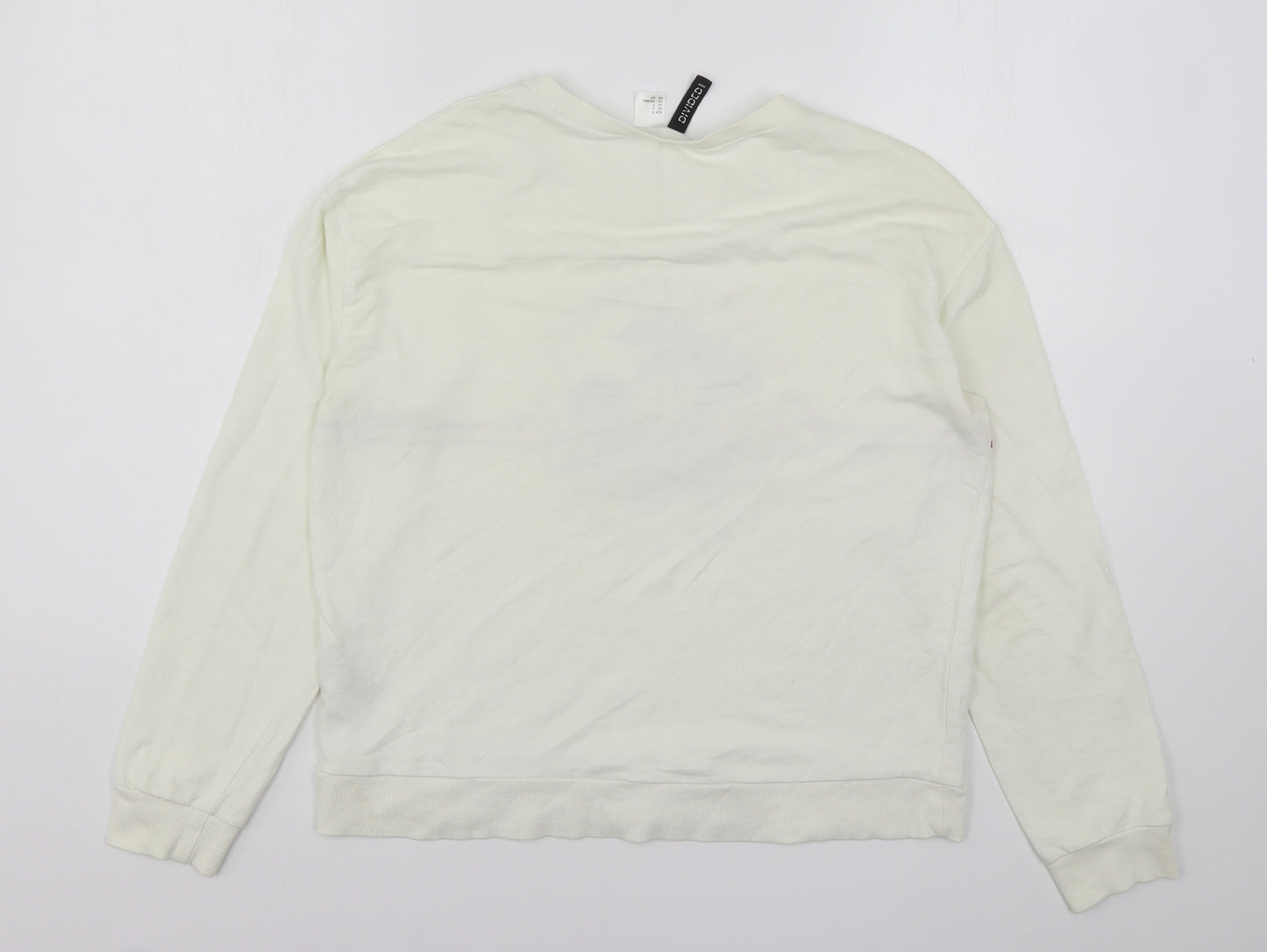 H&M Womens Ivory  Cotton Pullover Sweatshirt Size S