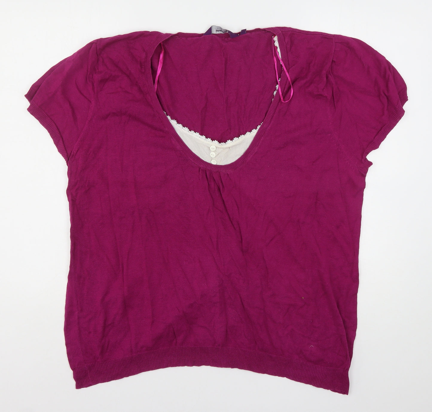Inspire Womens Purple Scoop Neck  Cotton Pullover Jumper Size 26