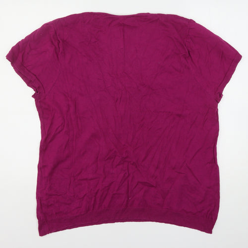 Inspire Womens Purple Scoop Neck  Cotton Pullover Jumper Size 26