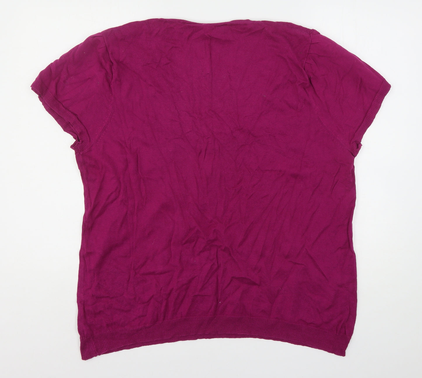 Inspire Womens Purple Scoop Neck  Cotton Pullover Jumper Size 26