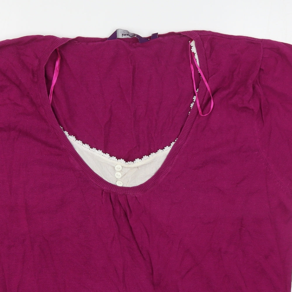 Inspire Womens Purple Scoop Neck  Cotton Pullover Jumper Size 26