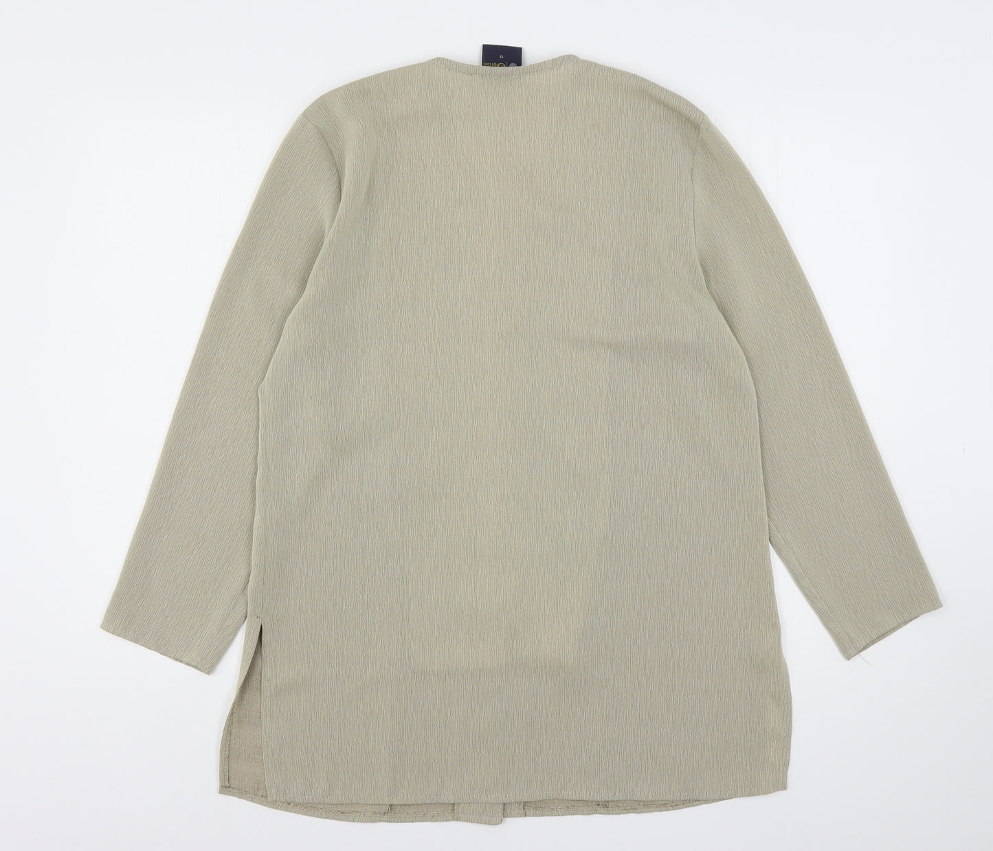 Your Sixth Sense Womens Beige  Polyester Basic Button-Up Size 12 V-Neck