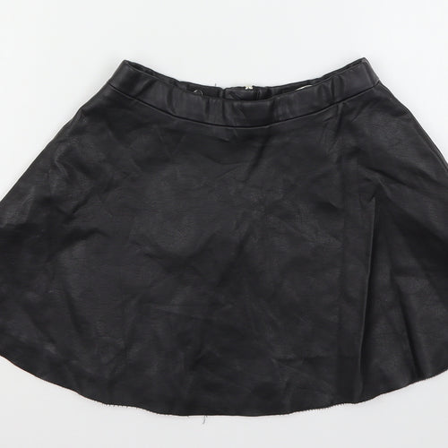 H&M Girls Black  Viscose Skater Skirt Size 9-10 Years  Regular