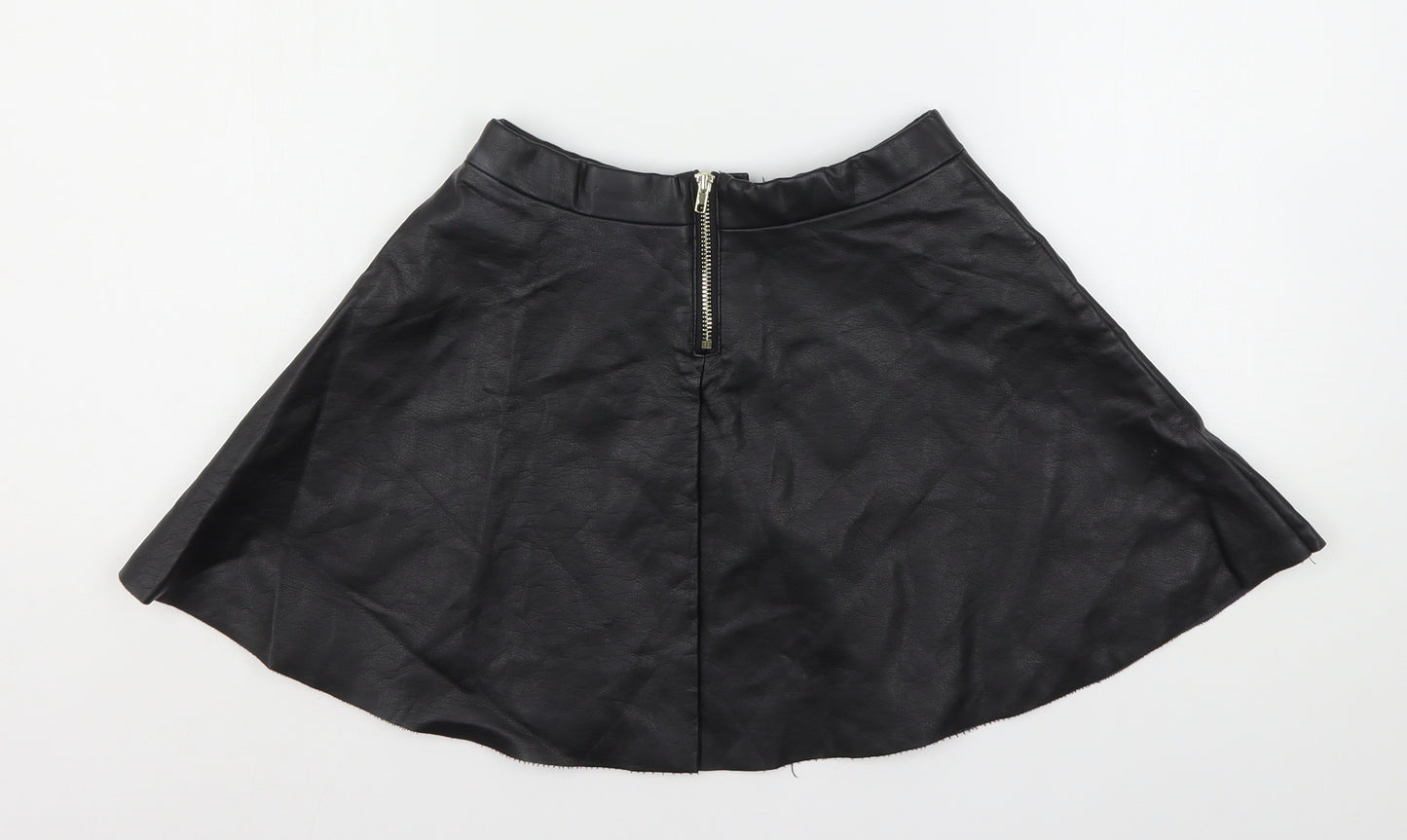 H&M Girls Black  Viscose Skater Skirt Size 9-10 Years  Regular