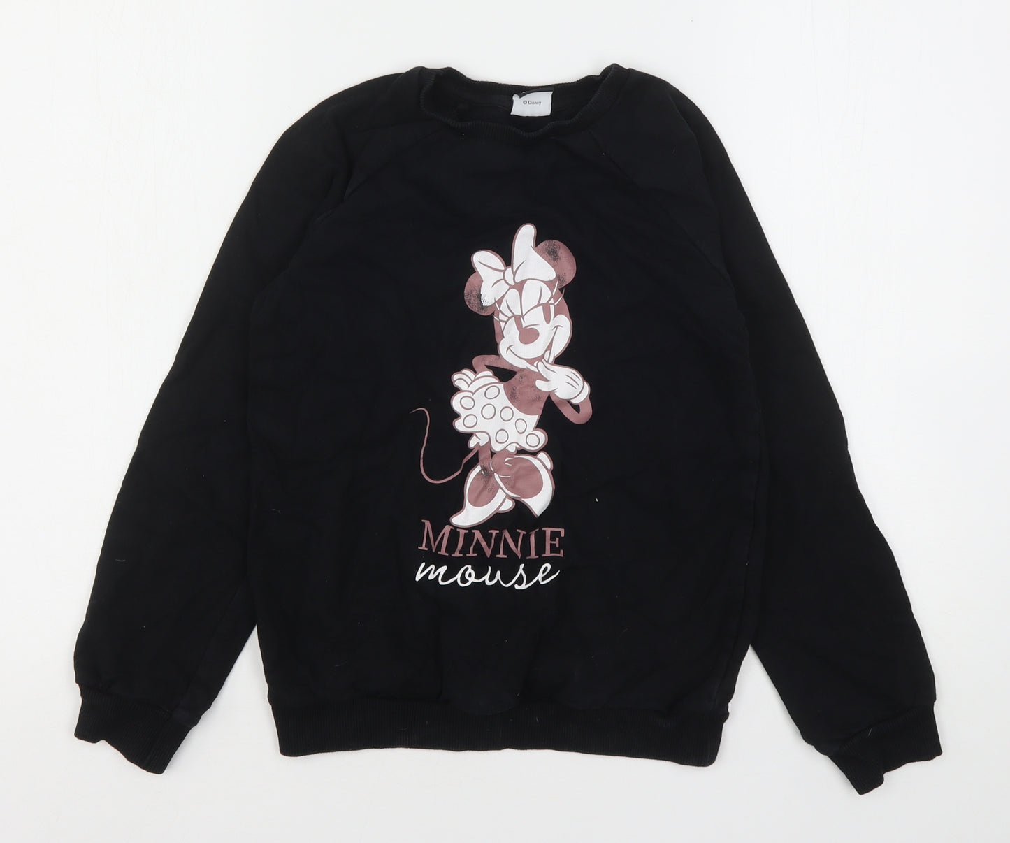 George Girls Black  Cotton Pullover Sweatshirt Size 9-10 Years   - Minnie Mouse