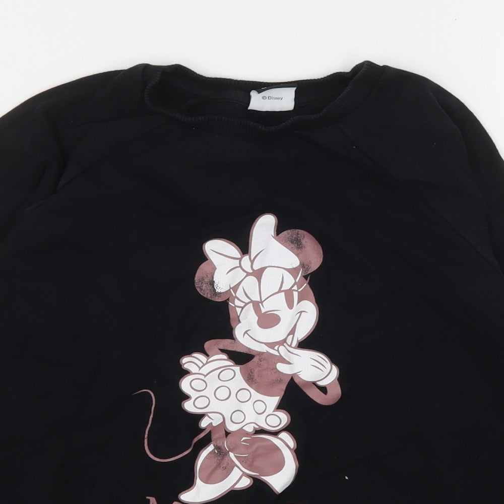 George Girls Black  Cotton Pullover Sweatshirt Size 9-10 Years   - Minnie Mouse