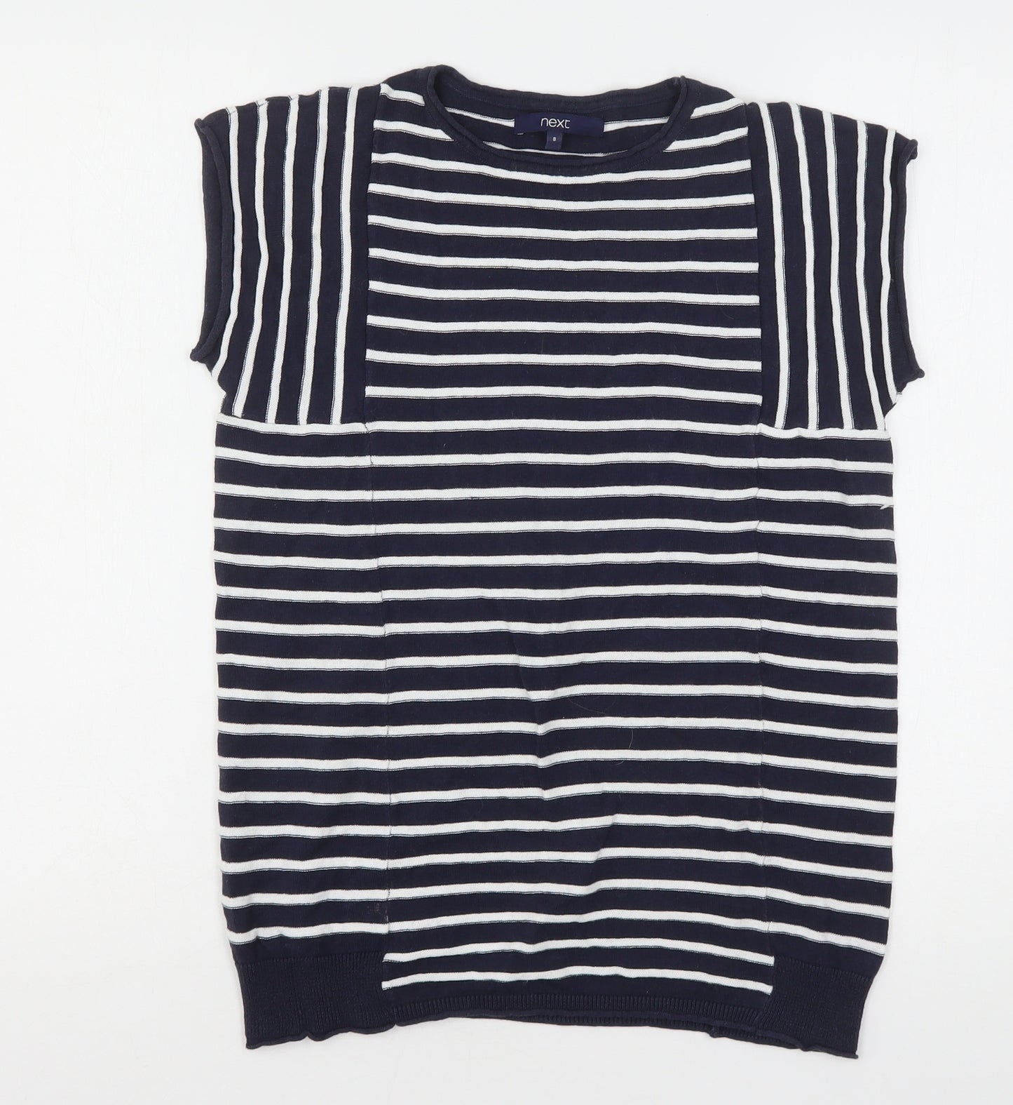 NEXT Womens Multicoloured Round Neck Striped Cotton Pullover Jumper Size 8