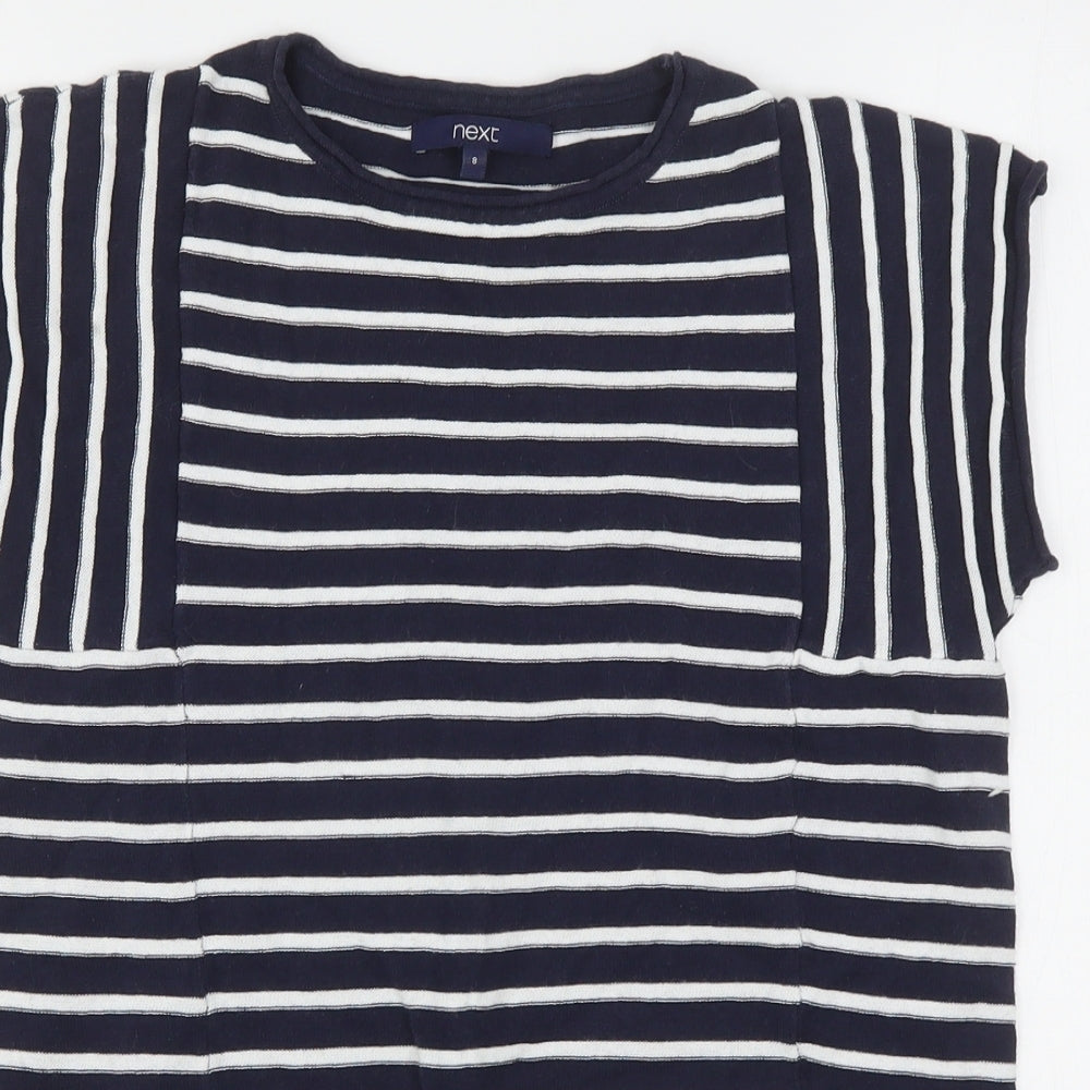 NEXT Womens Multicoloured Round Neck Striped Cotton Pullover Jumper Size 8