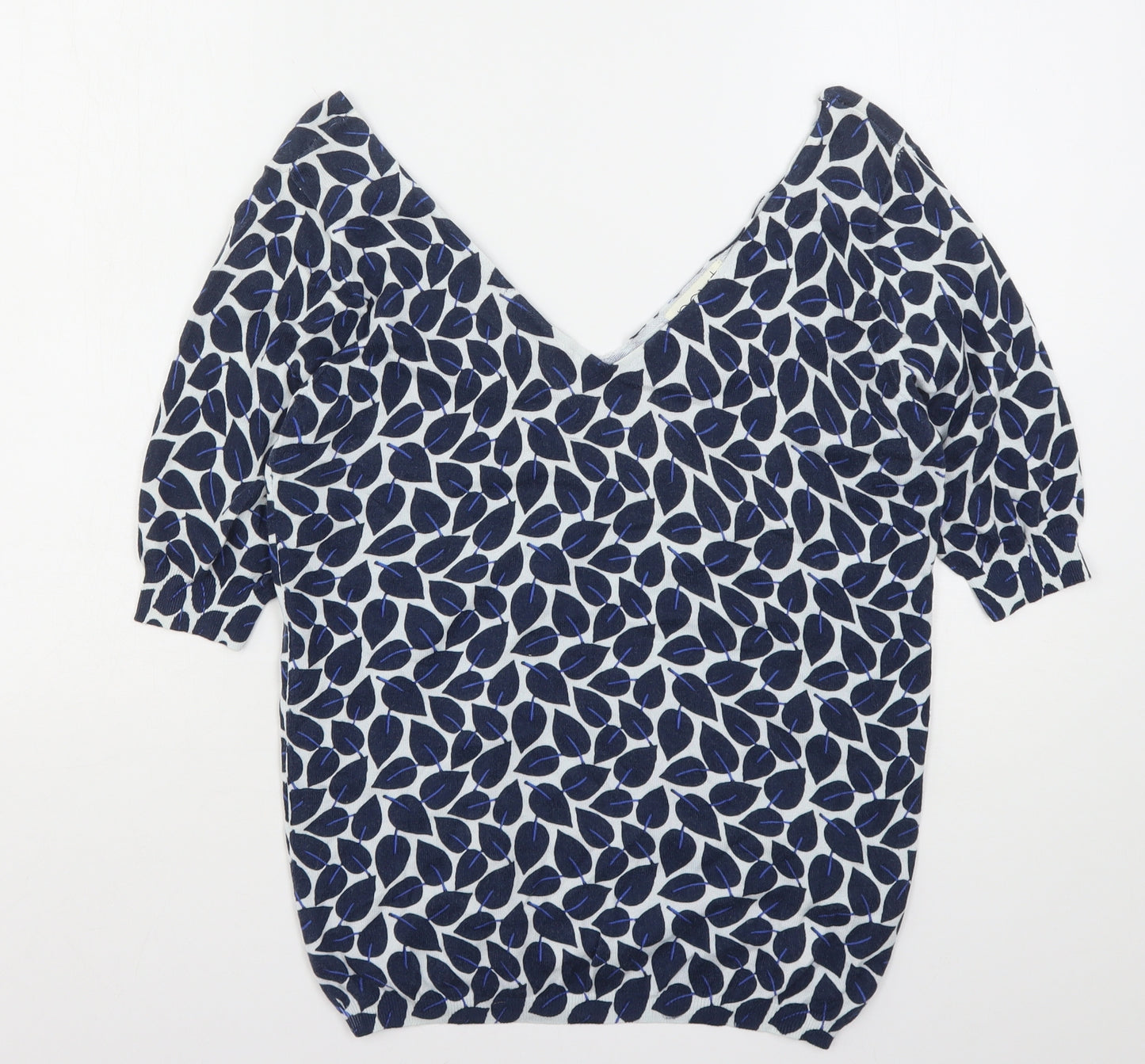 NEXT Womens Multicoloured V-Neck Floral Cotton Pullover Jumper Size 10
