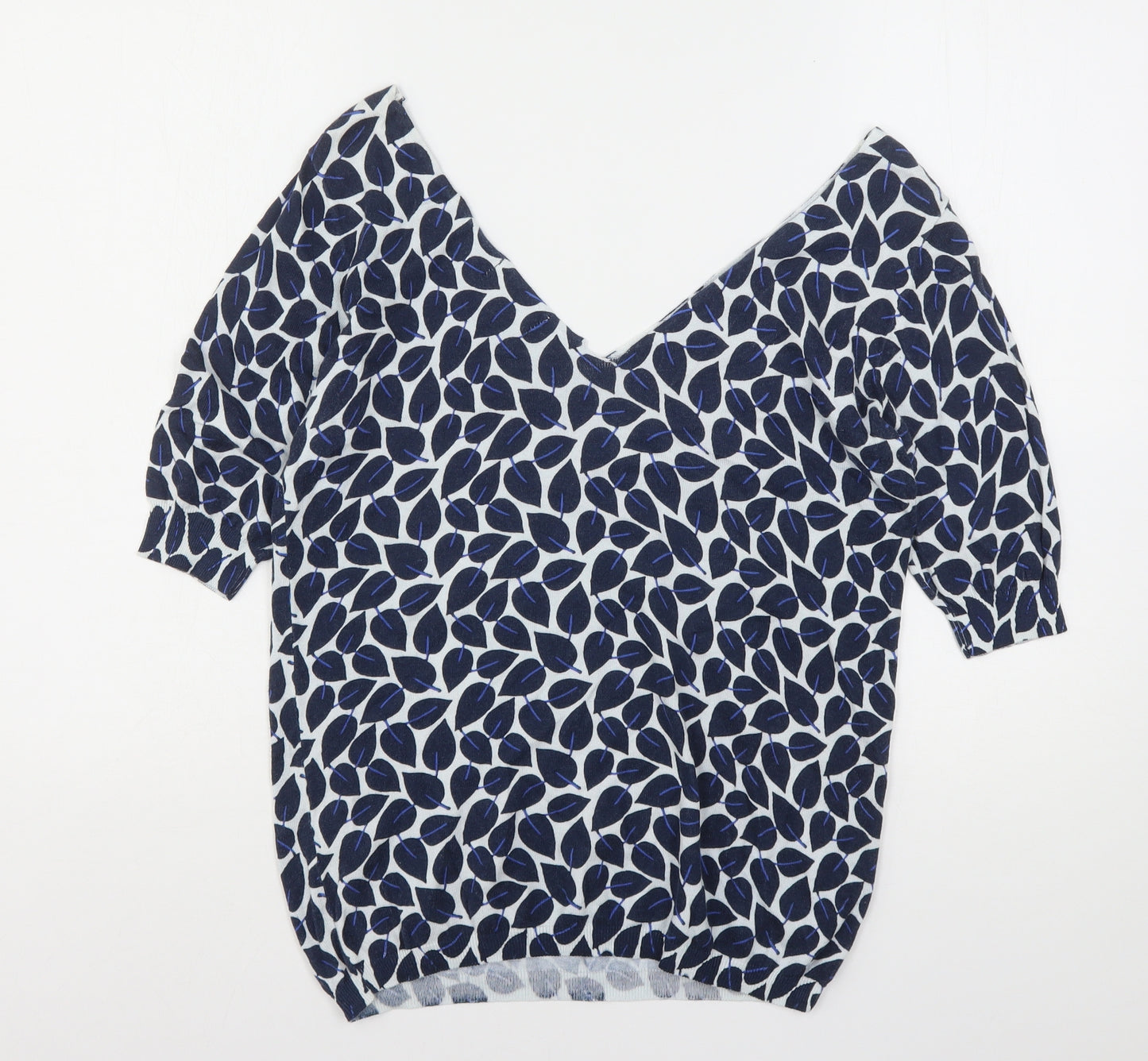 NEXT Womens Multicoloured V-Neck Floral Cotton Pullover Jumper Size 10
