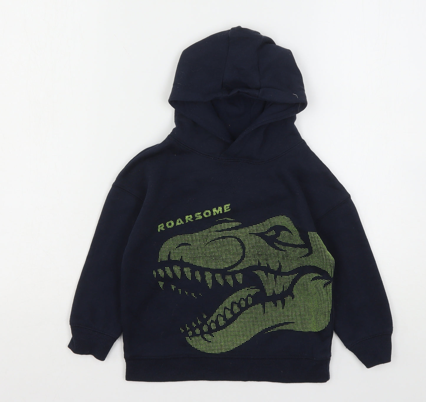Primark Boys Blue  Cotton Pullover Hoodie Size 3-4 Years   - Dinosaur