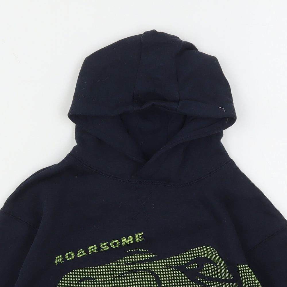 Primark Boys Blue  Cotton Pullover Hoodie Size 3-4 Years   - Dinosaur