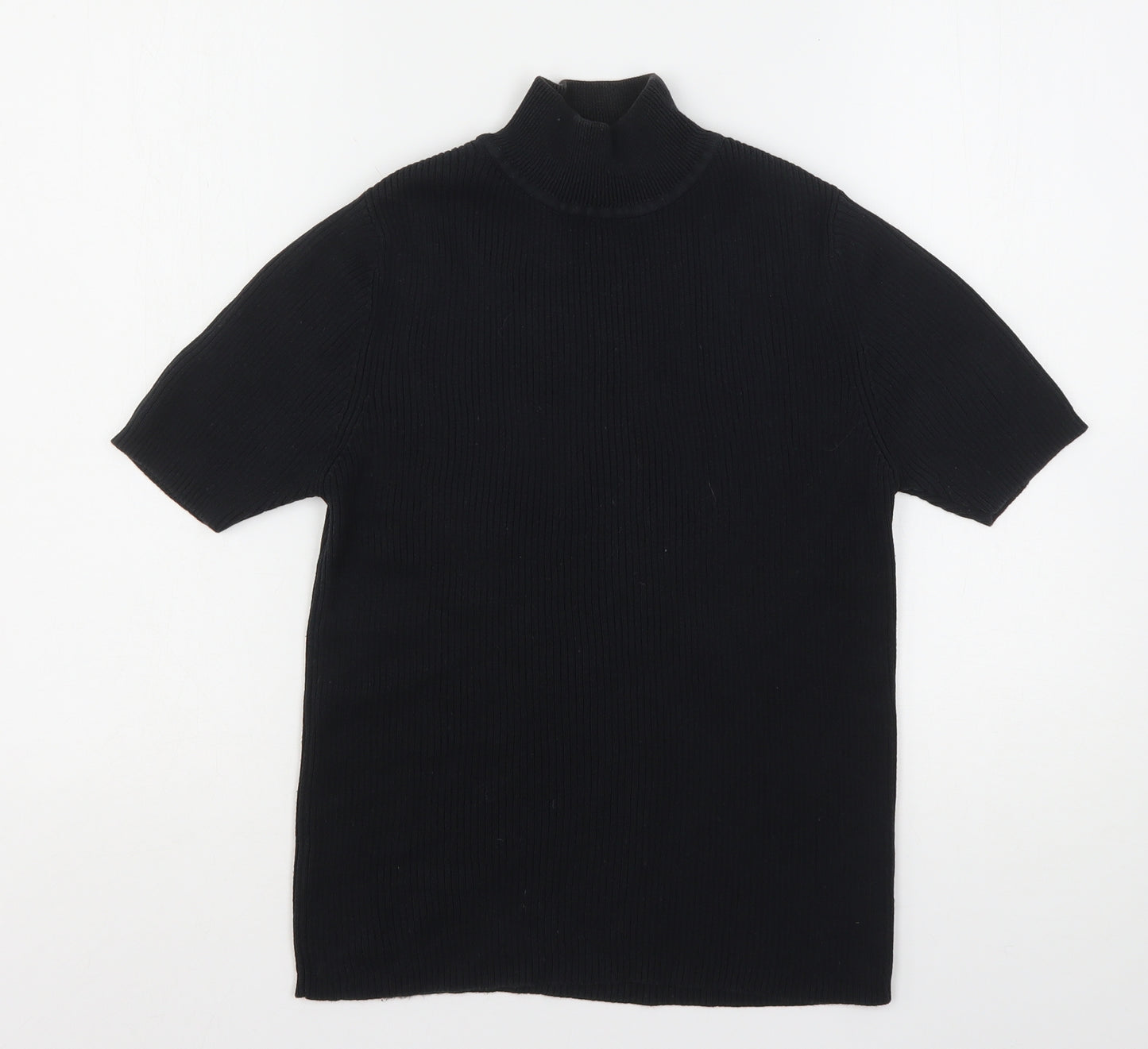 FABRIZIO Womens Black Mock Neck  Cotton Pullover Jumper Size S