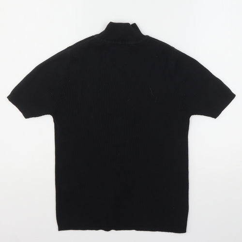 FABRIZIO Womens Black Mock Neck  Cotton Pullover Jumper Size S