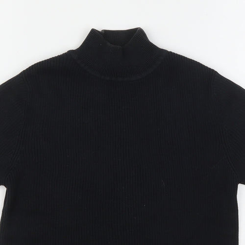 FABRIZIO Womens Black Mock Neck  Cotton Pullover Jumper Size S