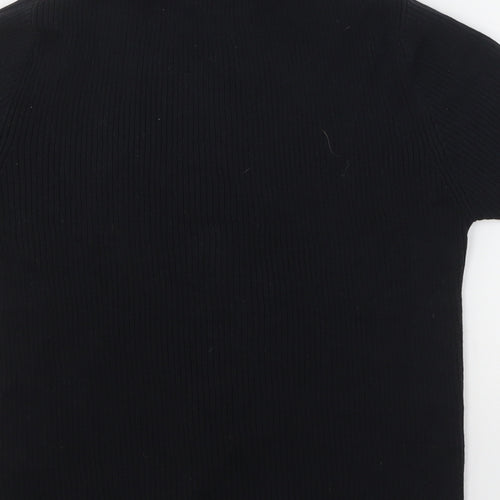 FABRIZIO Womens Black Mock Neck  Cotton Pullover Jumper Size S